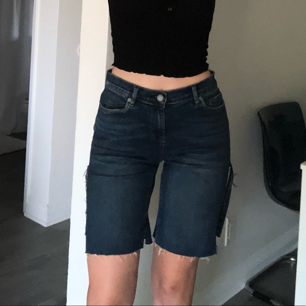 Blank NYC side slit denim Bermuda shorts